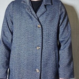 Old Navy Womens XL Tall Navy Herringbone Car Coat Jacket
